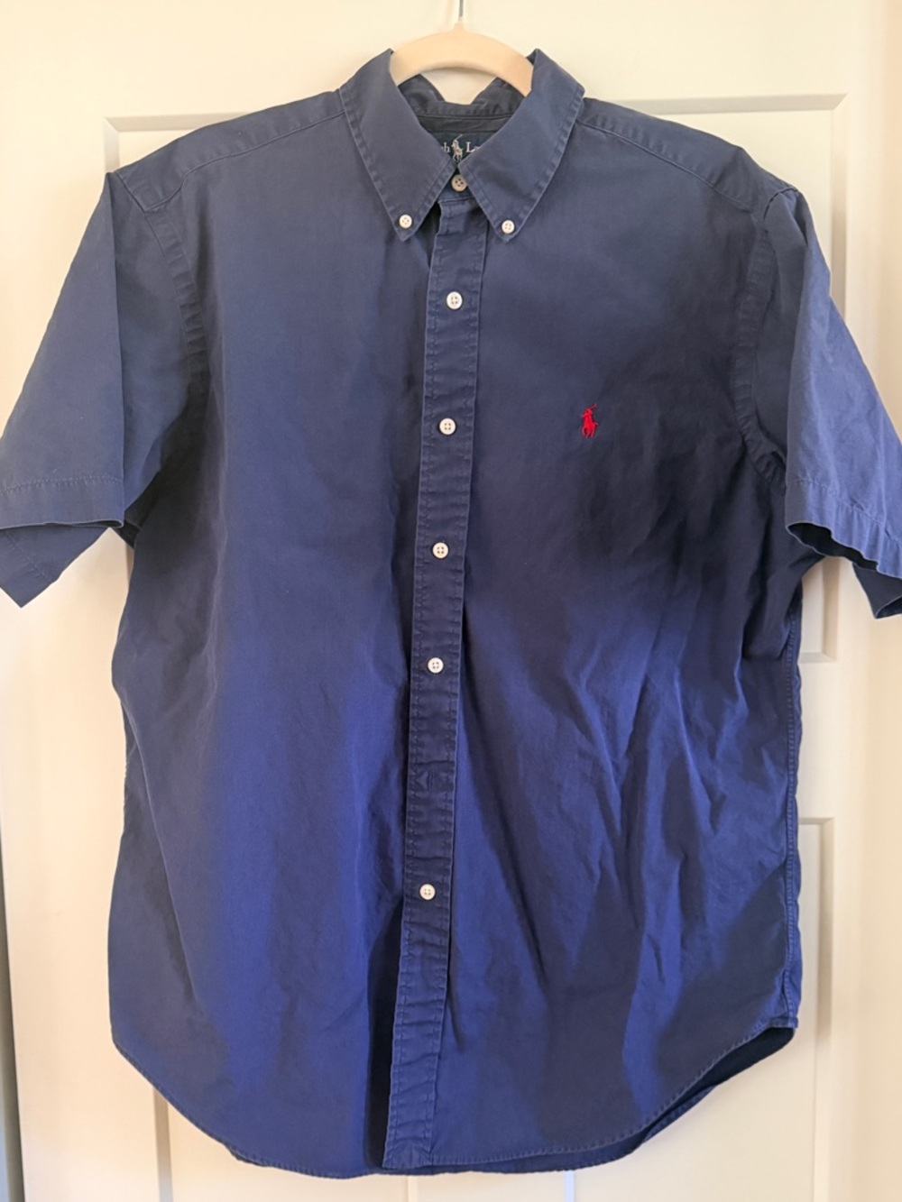 Polo by Ralph Lauren Men's Navy Short-Sleeve Button-Down Shirt Large